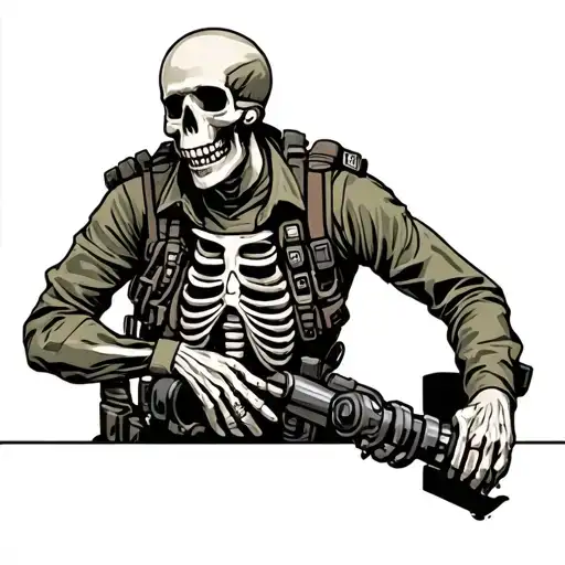 Skeleton Mechanic In Army Uniform