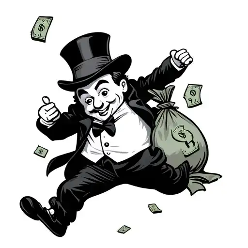 Monopoly Man Running With Money Bag