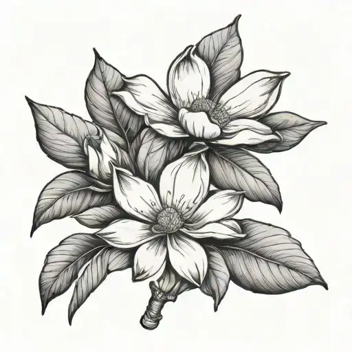 Magnolia Tree With Daisy Underneath