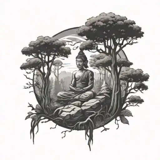 Meditation In The Forest Scene