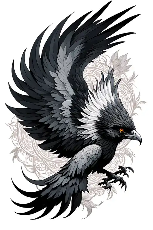 Phoenix And Mandala Incorporating Elements