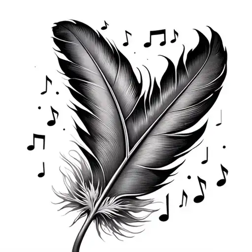 Feather Where The Tip Is Turning Into Music Notes