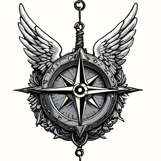 Angel Wing And Compass Univerzum Tattoo