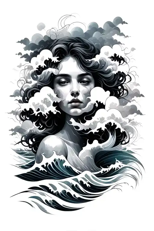 Loss Of Person Ocean Waves Geometric Shapes