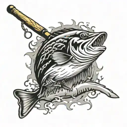 A Fishing Rod Morphing Into A Pittsburgh Pirates Baseball Bat With A Fish Jumping Out Of The Water