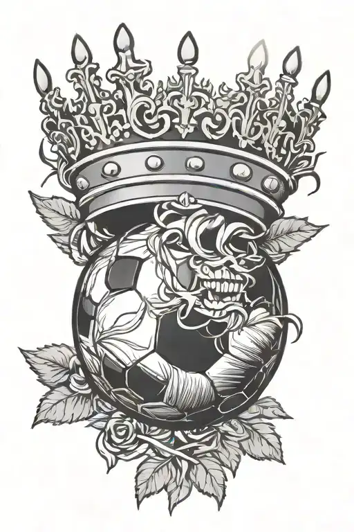 Soccer Ball Wearing A King Crown And Laurels Around