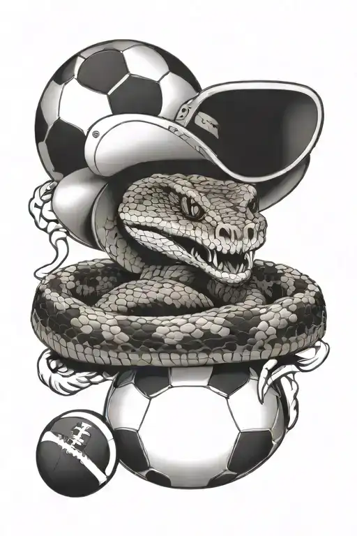 Diamondback Rattle Snake With A Football And 11