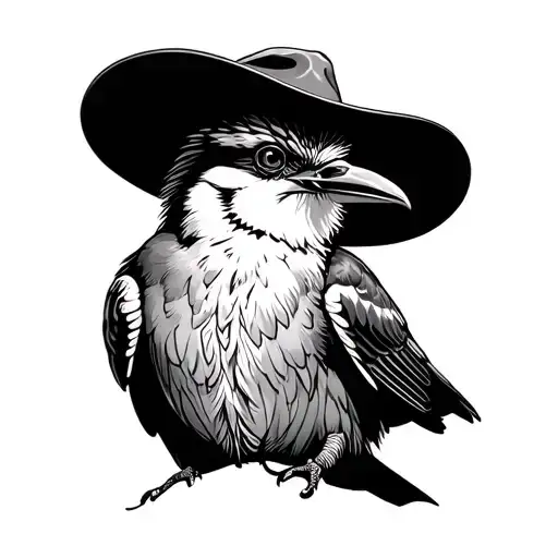 Australian Kookaburra Wearing A Wide Brim With The South-eastern Crost Behind Him