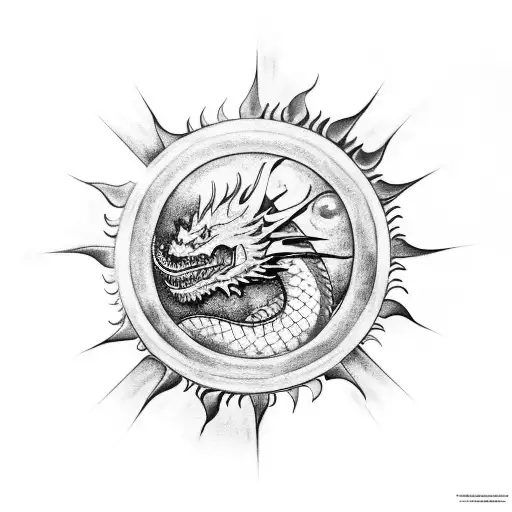 Four Dragons Looking At The Sun