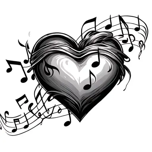 Heart Container Being Filled With Music Note Intertwined