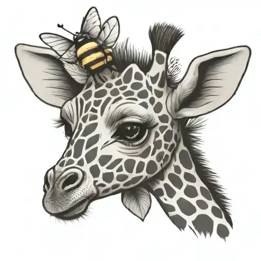 Chibi Giraffe With Bee On Head