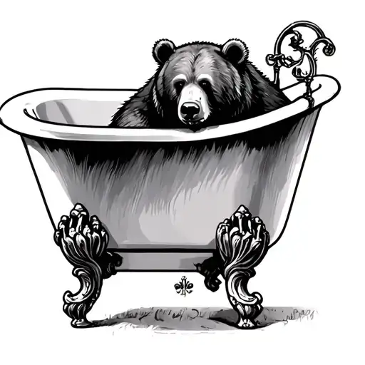 Bear In A Claw Foot Bathtub