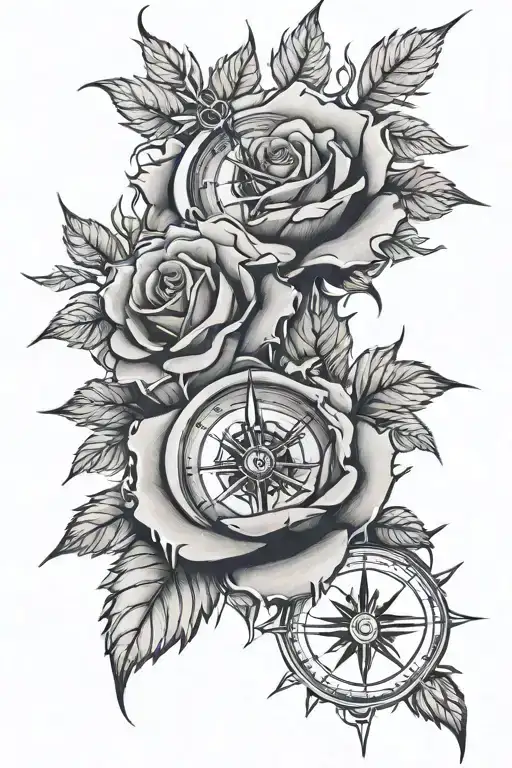 Roses With Thorns And Compass