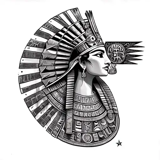 A Mythical God From Ancient Egyptian Symbols With Small Text Made For Small Sleeve At Forearm