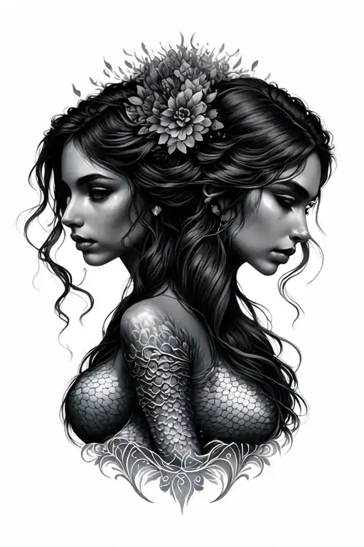 Side-by-side Mermaid Gemini Sister Nordic