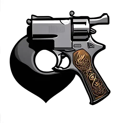 S Shape Tommy Gun Spelling Shot And The O Shape Like Heart