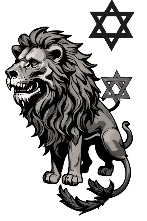 Lion With Skulls And Star Of David