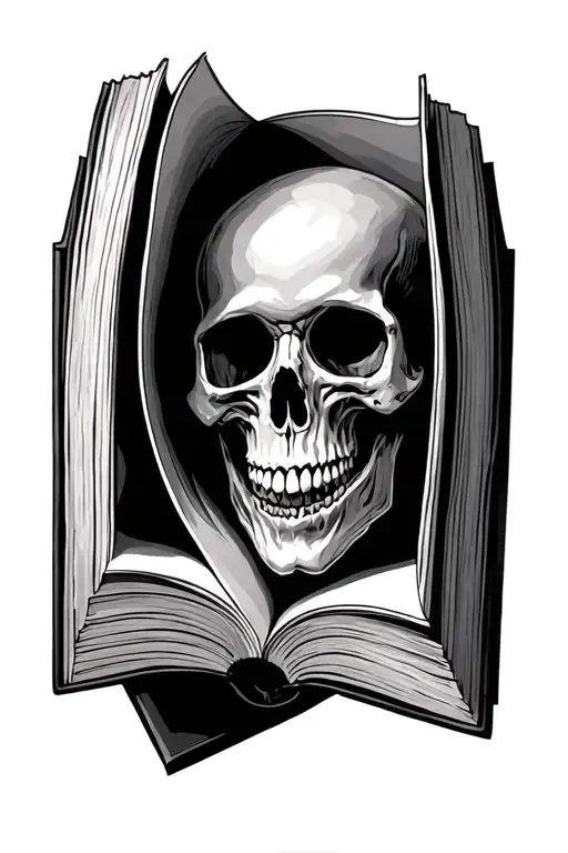 Book Open With Skull In It