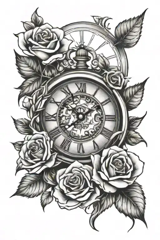 Clock With 3 Roses