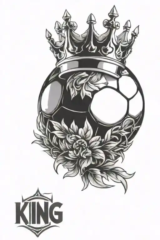 Soccer Ball Wearing A King Crown And Laurels Below