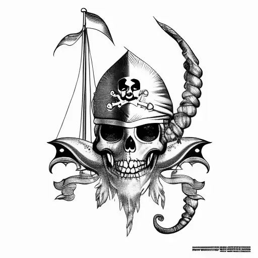 Pirate Sailing In Tropical Setting With Mermaids