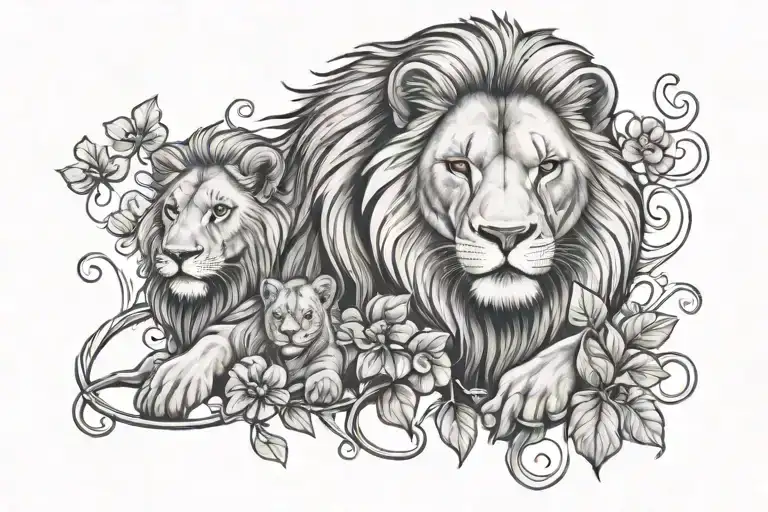 Lion Family 4 Leaf Clover