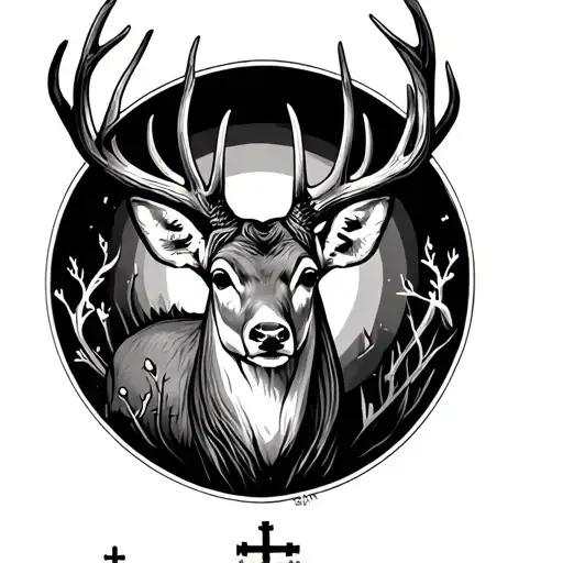 Whitetail Deer And Cross