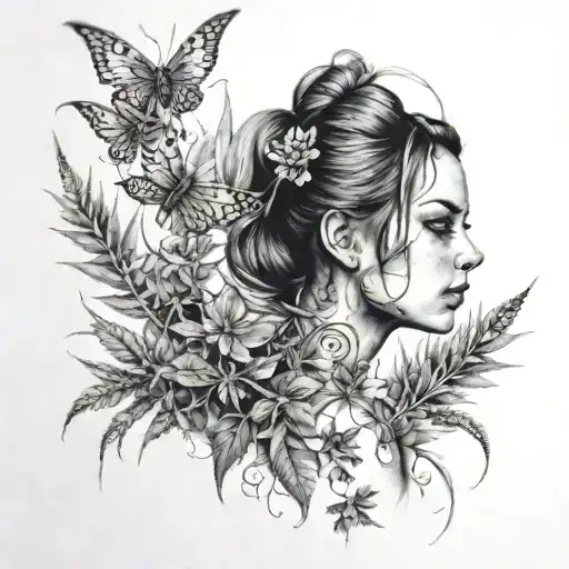 Female With Small Dragonflys Tattoo On Her With Someone Growing Weed In The Background