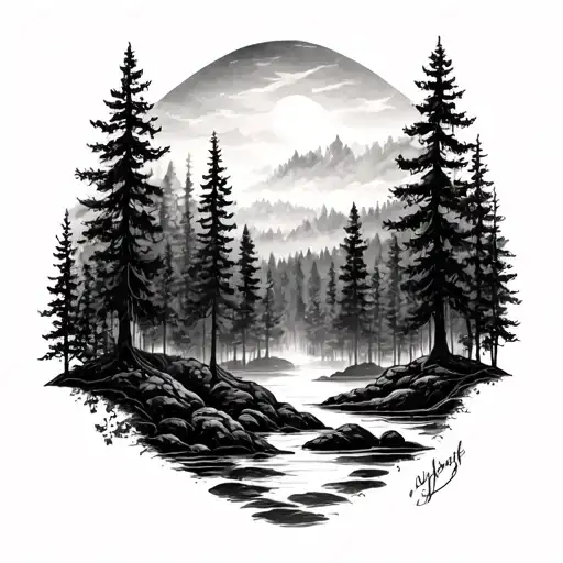 Forest Tattoo With In The Middle Covering My Arm