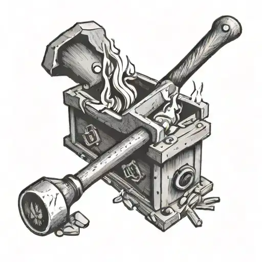 A Campfire Scene With A Silversmithing Hammer And Anvil In The Background