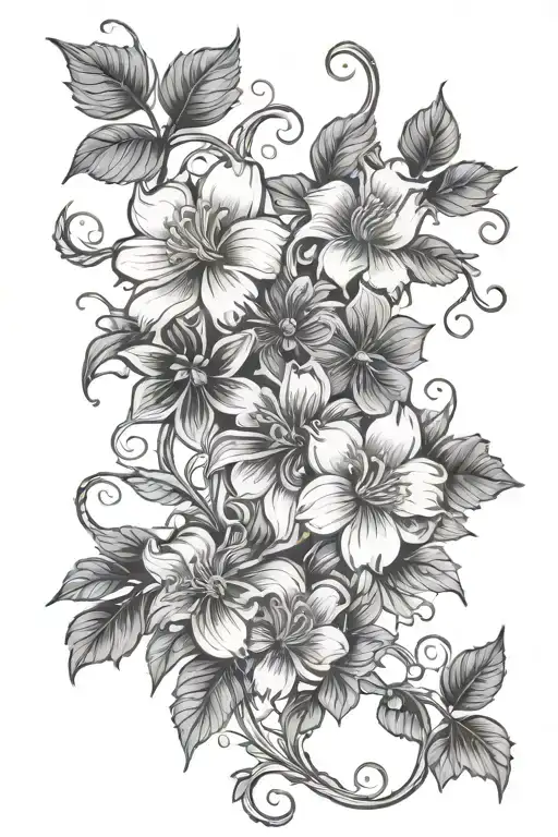 July And June Birth Flower Vines Wrapped