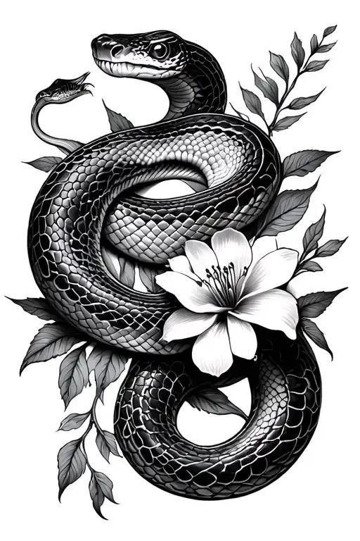 Sexy Snake And Flowers