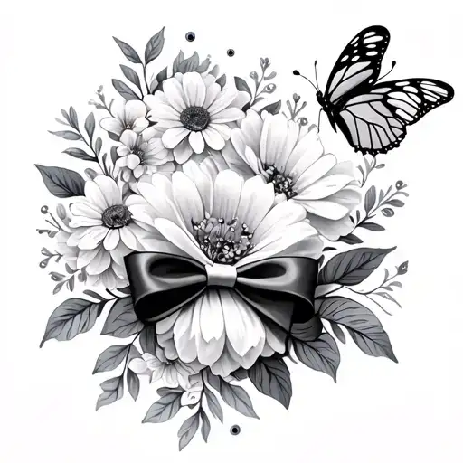 January And Feb Birth Flower With Bow And Butterfly
