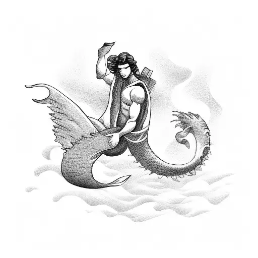 An Angelic Merman Holding A Book With The Ocean And Sky As The Background
