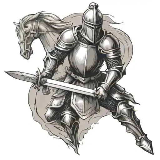 Knight Pulling Sword From Stone