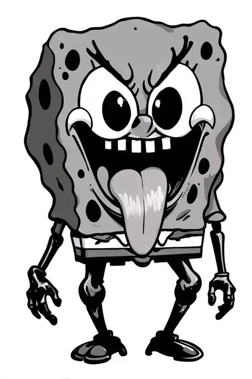 Venom Spongebob Showing His Tongue Coming