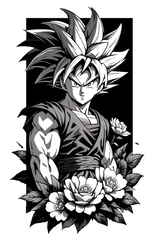 Goku Super Saiyan With Flowers Around It