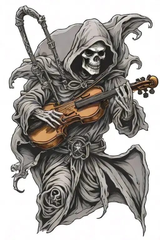 Grim Reaper Playing Violin Bow Transforming