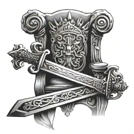 Gods Throne Holding A Sword
