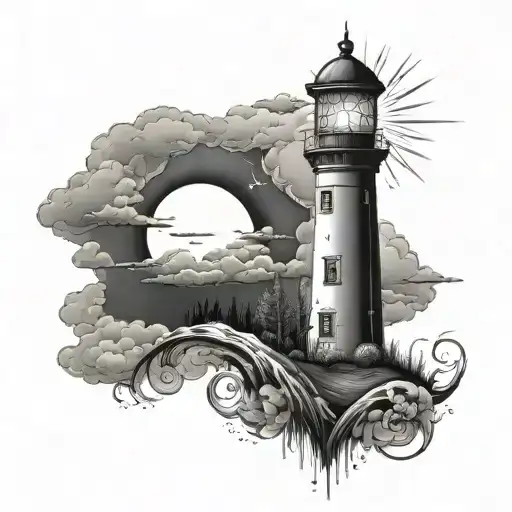 Sun Moon Rain Clouds Light House Nature