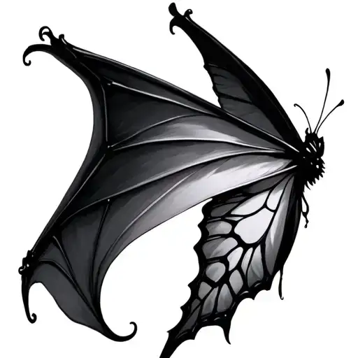 Half Bat Wing And Half Butterfly Wing