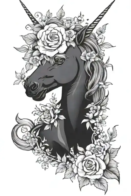 Floral And Unicorn Surrounded