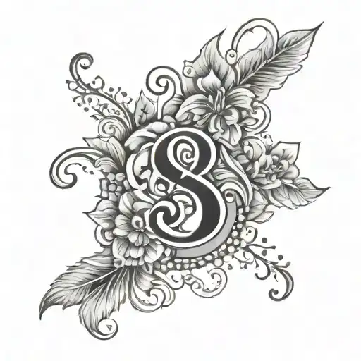 Number 8 With Floral Patterns