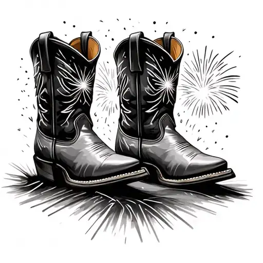Cowboy Boots With Fireworks Coming Out The Top Of The Boots