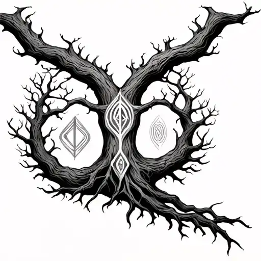 Dagaz Rune With Yggdrasil Tree Growing