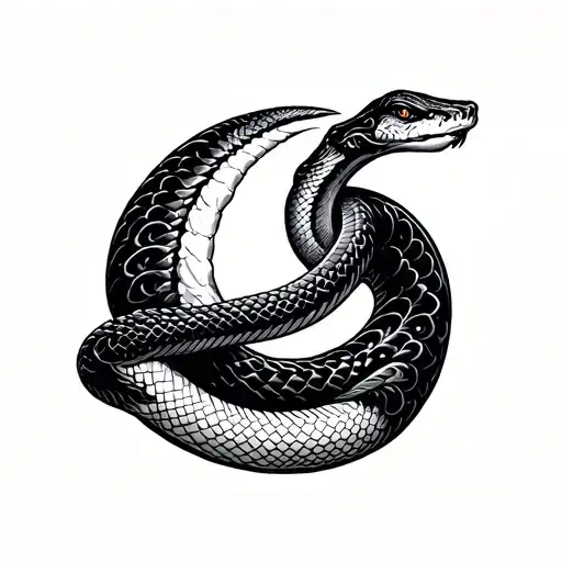 Moon And Snake Coiled Snake