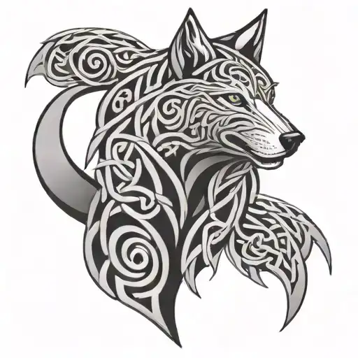Celtic Pattern With Element The Wolf