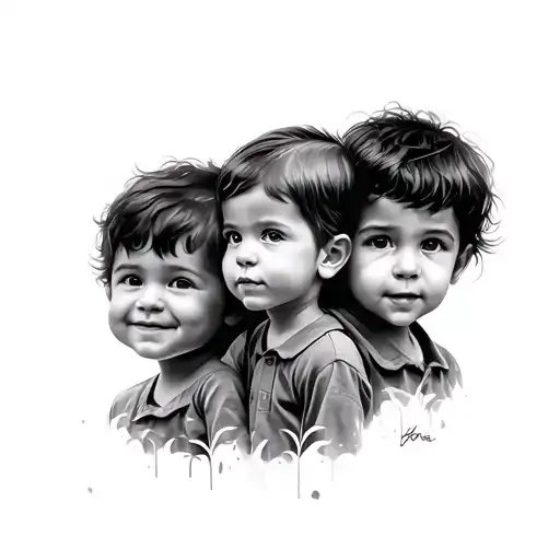 3 Kids Portrait Surrounded Being Thrown Nd