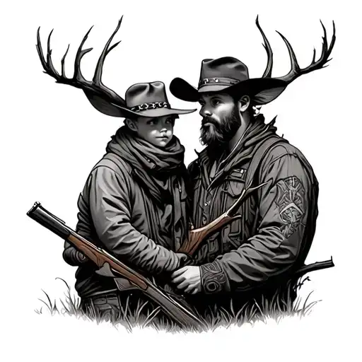 Father And Son Hunting Sene