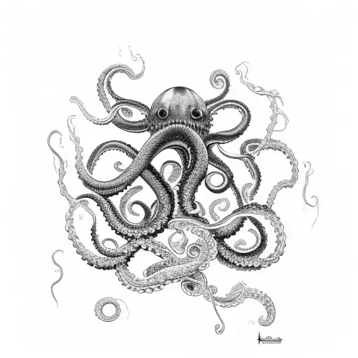 Kraken Tentacles Wrapped Around A Ship In A Storm